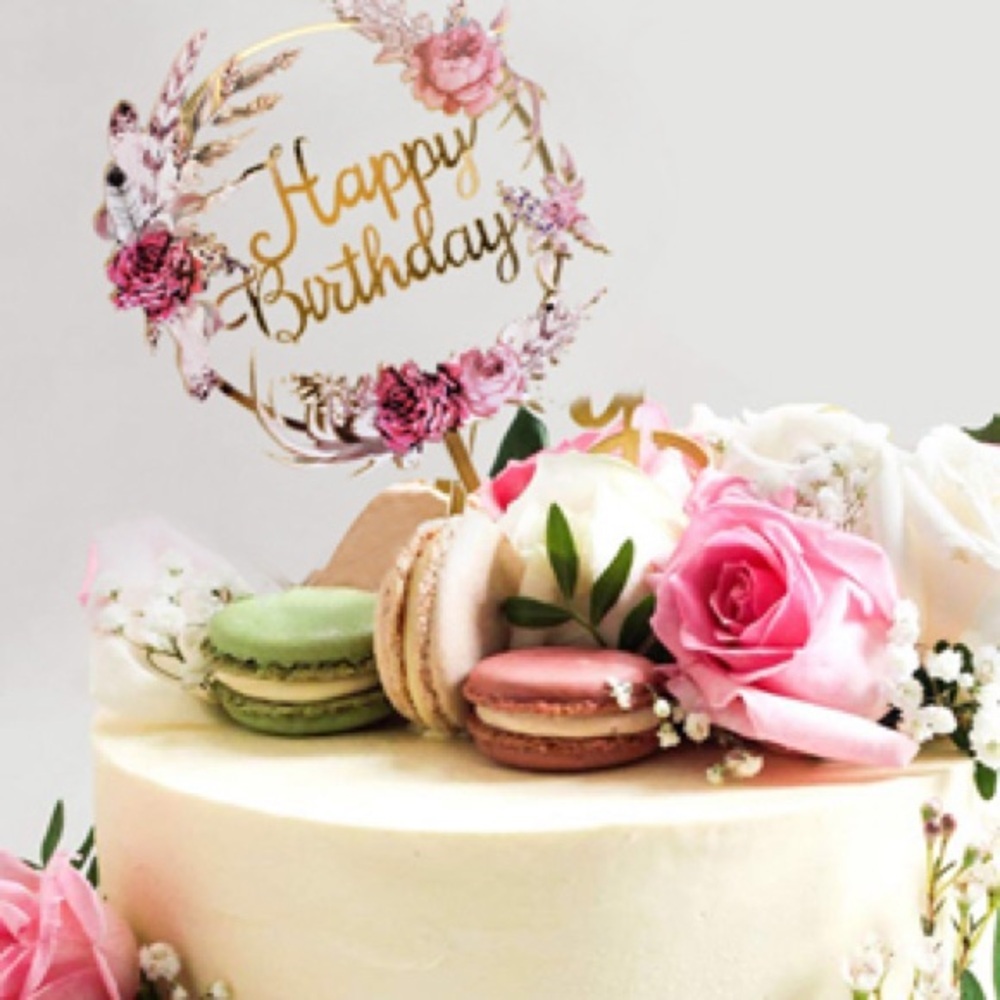 Acrylic Happy Birthday Cake Toppers, 4 Pack - Picture 3 of 10